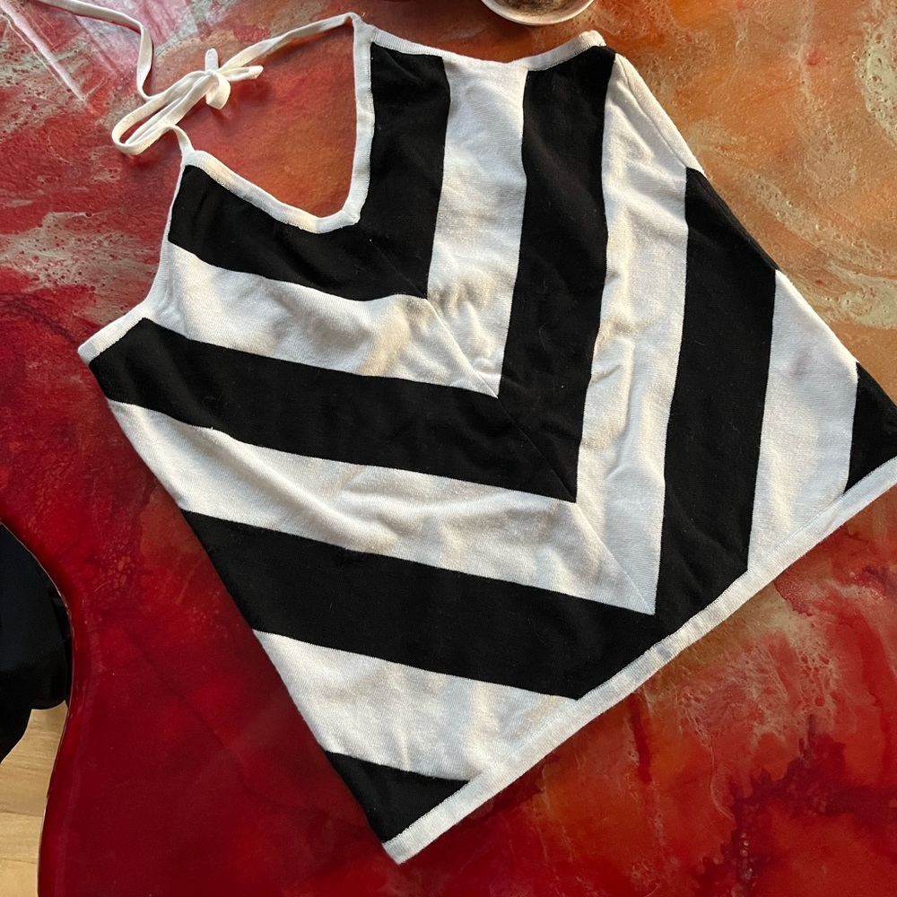 Black and white chevron halter top